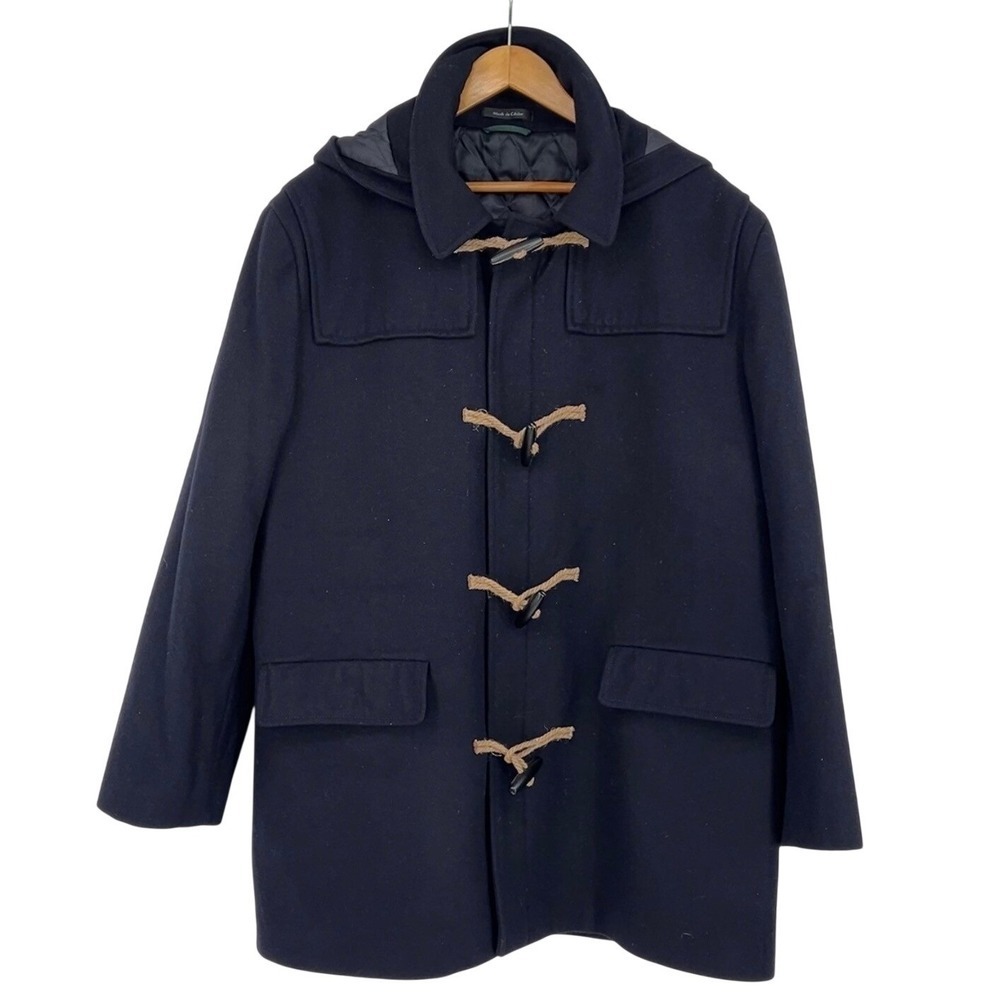 Lauren Ralph Lauren Toggle Duffle Coat‎ with Hood Womens Navy Blue Wool Blend